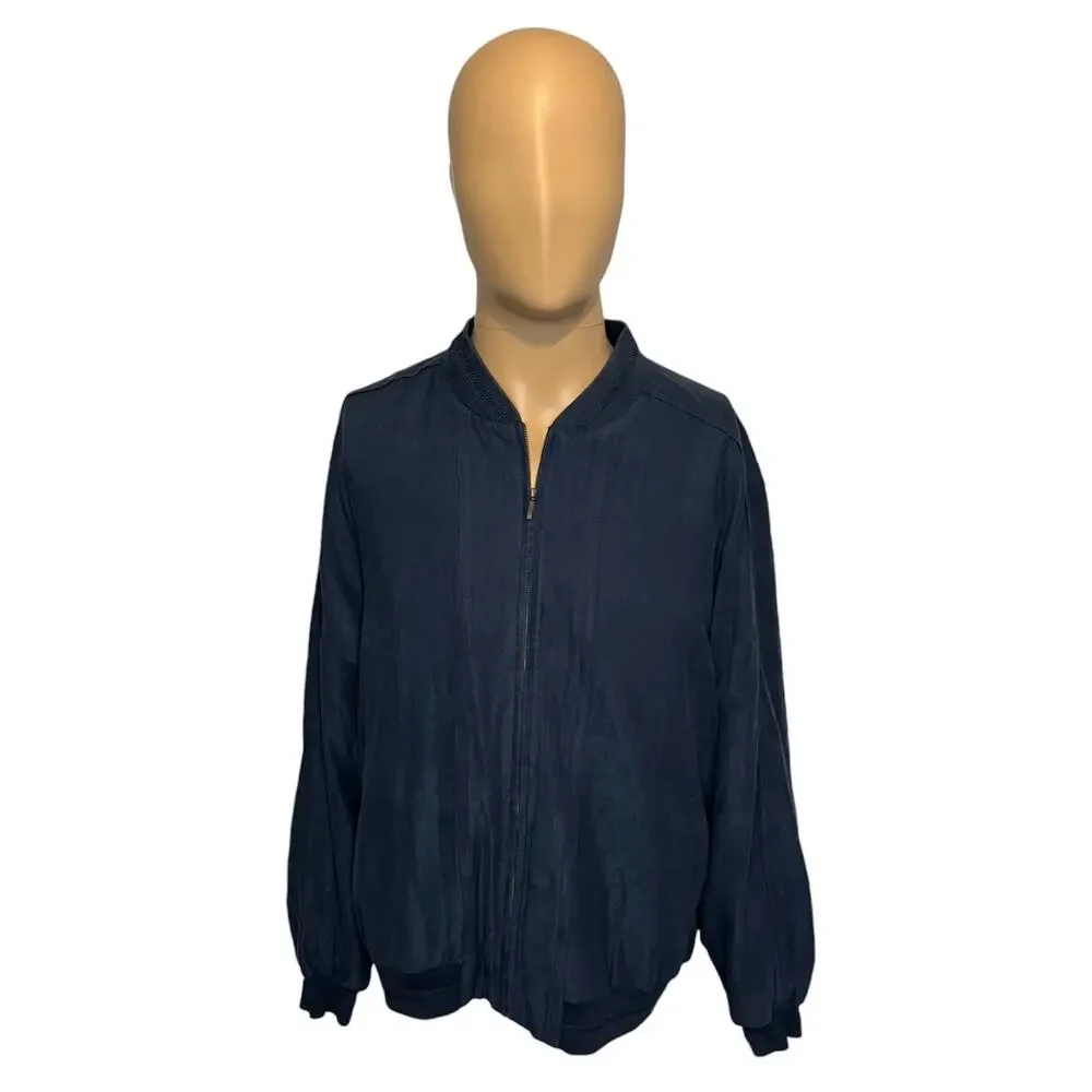 Vintage St. Croix Microfiber Full Zip Jacket Mens Size XL Navy Lined Embroidered